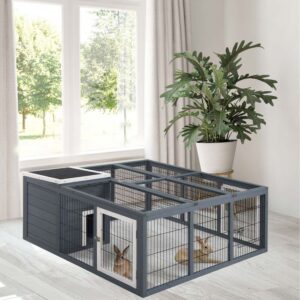 pawhut small animal house outdoor cage grey