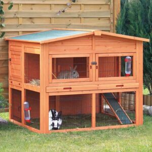 trixie deluxe 2 story rabbit hutch with run, attic storage ramp, ideal for rabbits guinea pigs & reviews wayfair copie