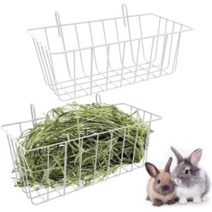 velocity rabbit hay feeder rack 2 metal rabbit hay rack food feeding rack hanging hay racks bunny hay holder grass 2pcs white